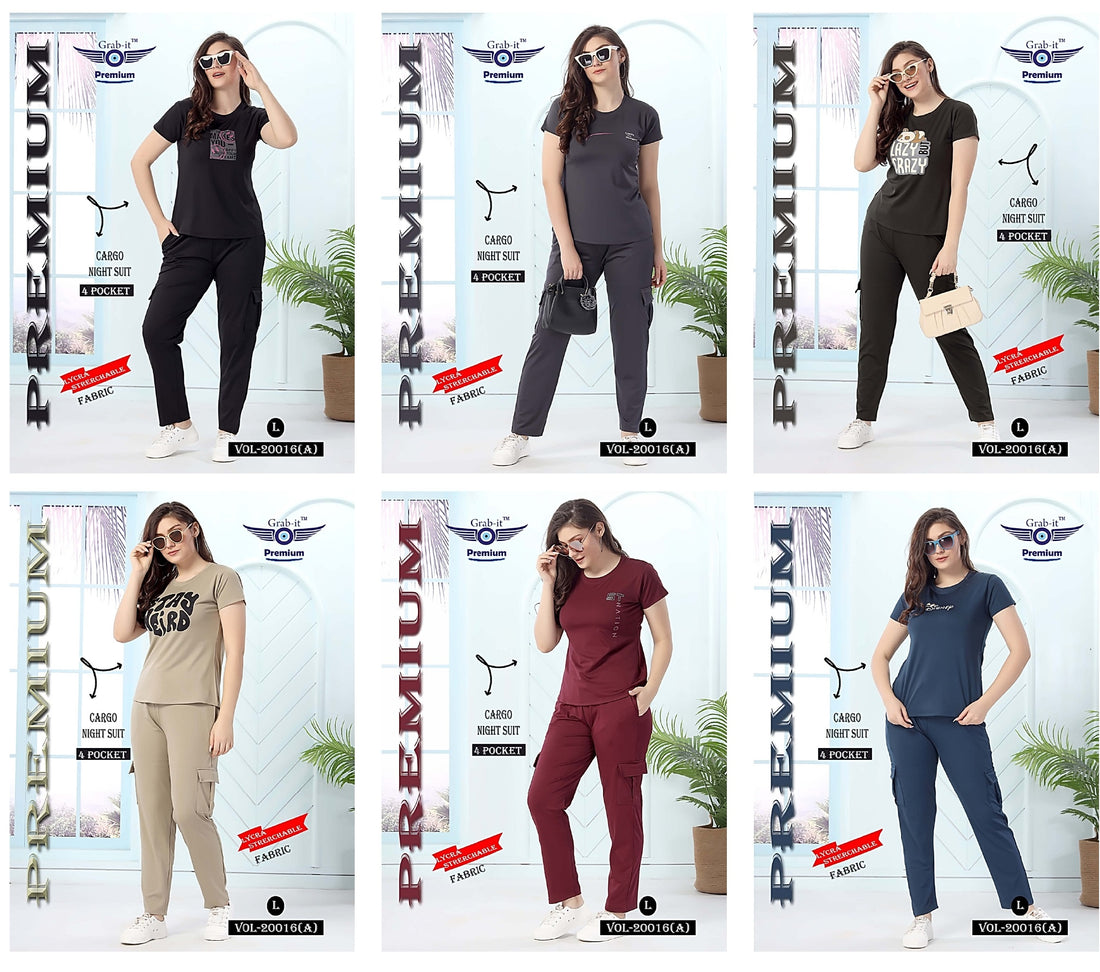20016 A Cargo Grab It Lycra  Pyjama Night Suits