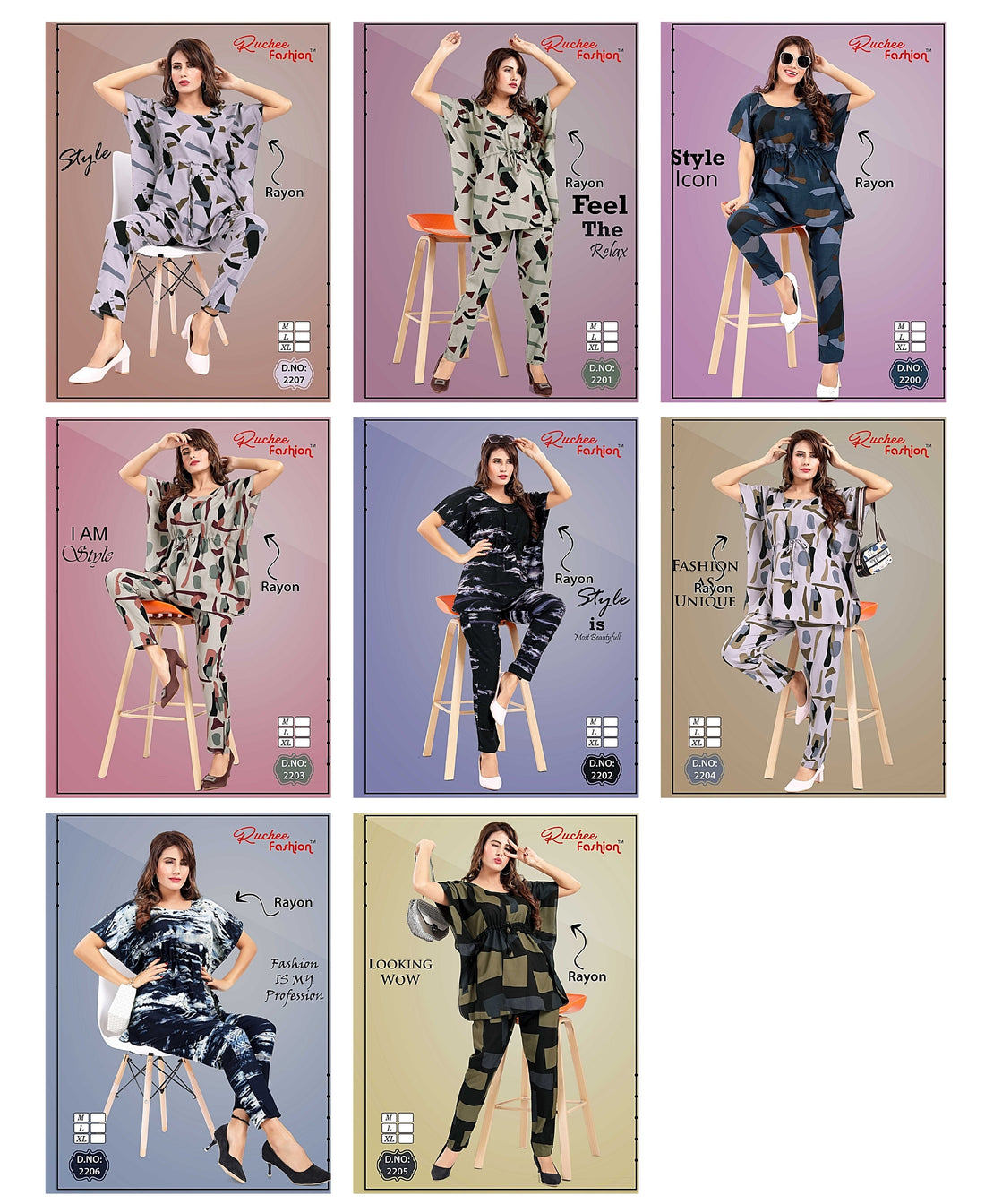 2200-2207 Ruchee Fashion Rayon  Kaftan Pant Set