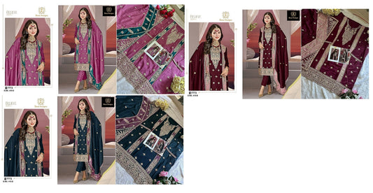 415 Ziaaz Designs Chinon Embroidery Work Pakistani Salwar Suits