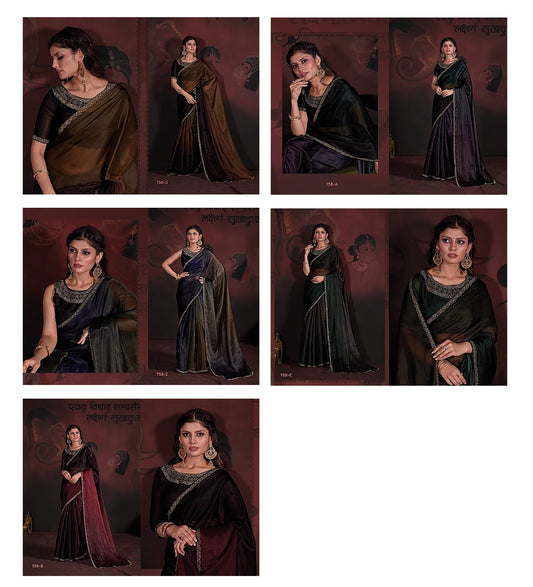 758 Mehek Satin Georgette Handwork Sarees