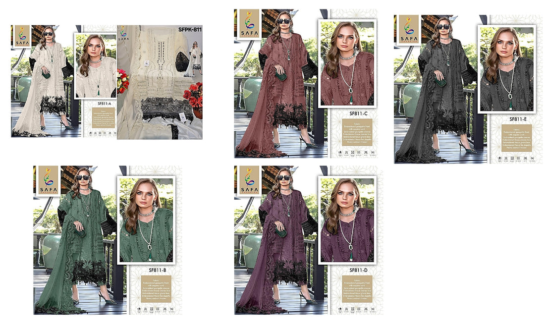 811 Safa Creation Georgette Embroidery Pakistani Salwar Suits
