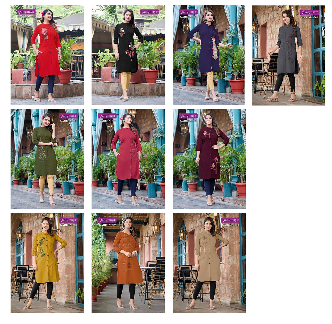Garima Vol 7 Rangmaya Lycra  Knee Length Kurtis