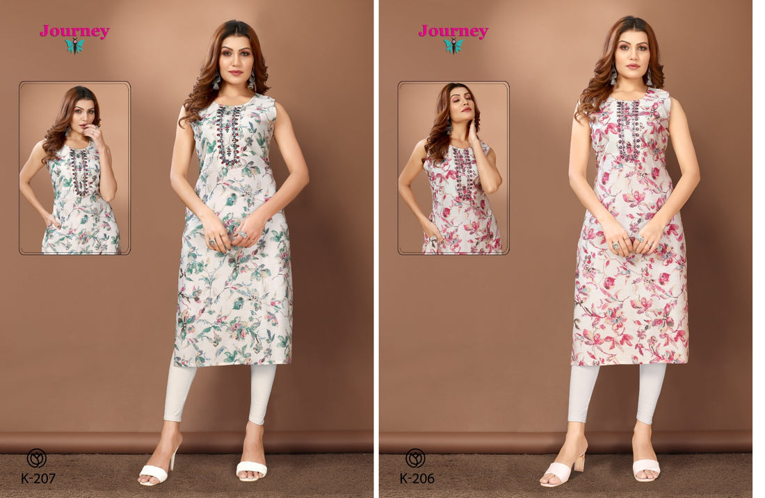 K 206 207 Journey Design   Long Straight Kurti