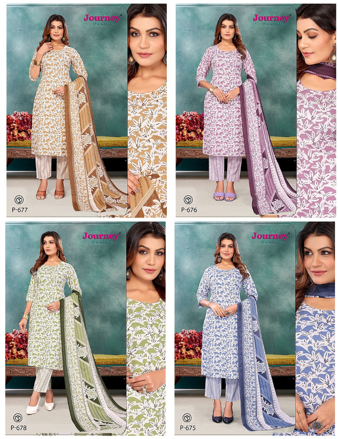 P 675 678 Journey Design Readymade Pant Style Suits