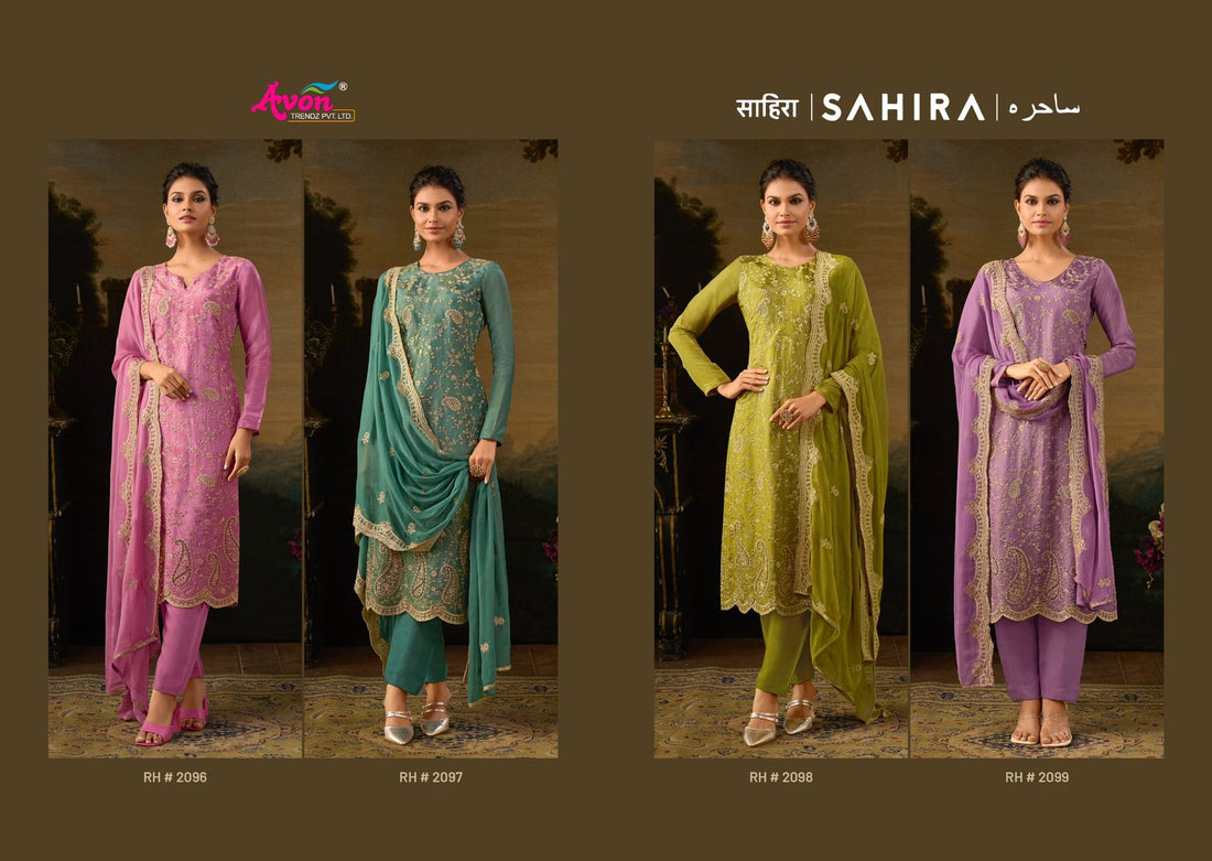 Sahira Avon Trendz Simmer Tissue With Work Pant Style Suits