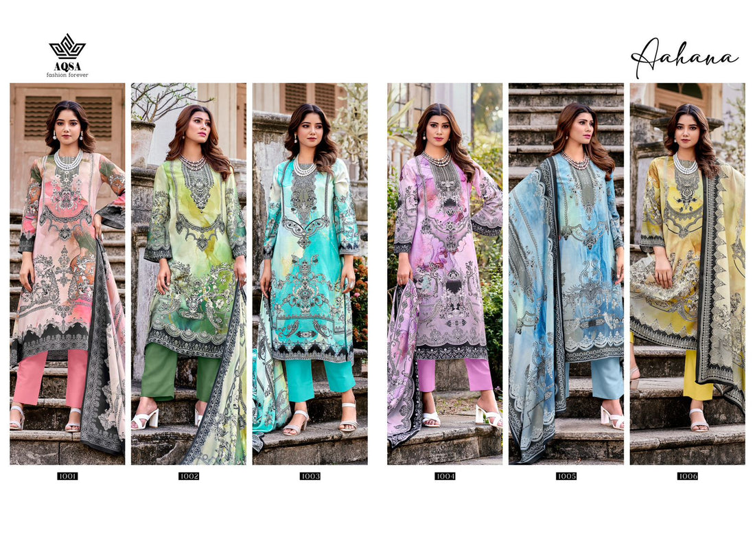 Aahana Aqsa Viscose Muslin  Pant Style Suits