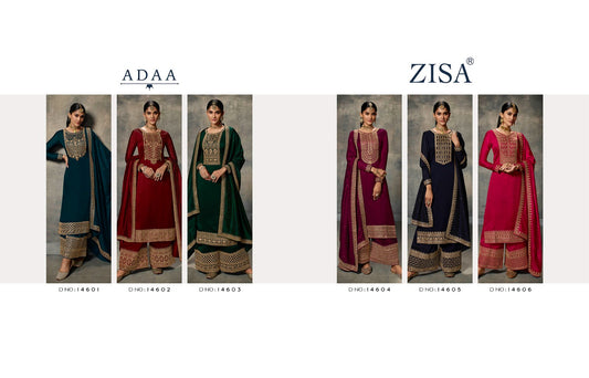 Adaa Zisa Silk Embroidery Readymade Plazzo Style Suits