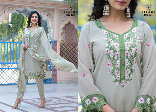 121 Afsana Georgette Embroidery Work Readymade Pant Style Suits