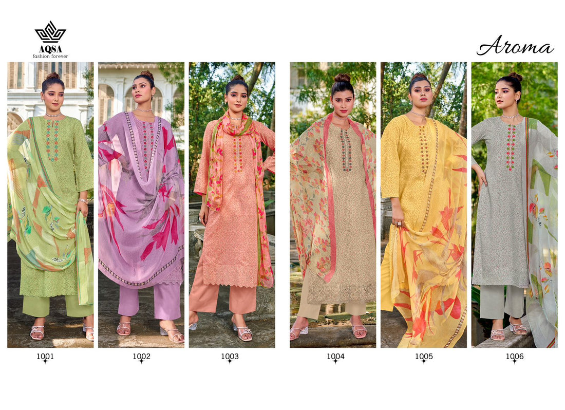 Aroma Aqsa Cambric Cotton Printed Plazzo Style Suit