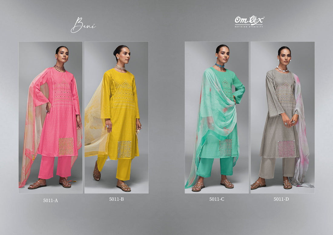 Bani Omtex Linen Cotton Handwork Plazzo Style Suits
