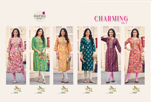 Charming Vol 5 Radhika Lifestyle Long Straight Kurti