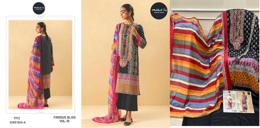 Firdous Bliss Vol 15 Mehboob Tex Cotton Embroidery Work Pakistani Patch Work Suits