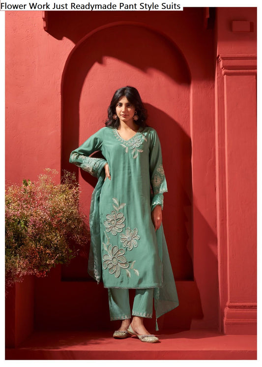 Flower Work Just Readymade Pant Style Suits