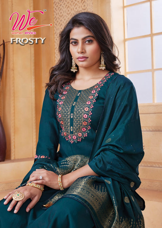 Frosty We Women Ethnics Roman Silk  Readymade Pant Style Suits