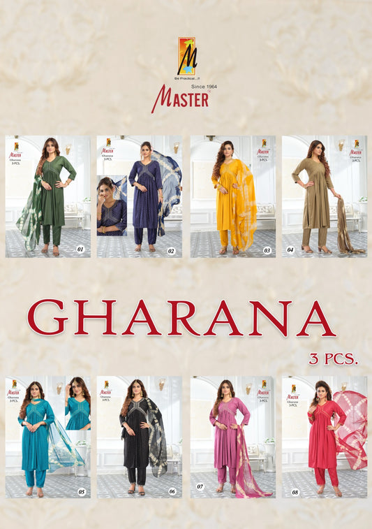 Gharana Master Rayon Aaliya Cut Readymade Pant Style Suits