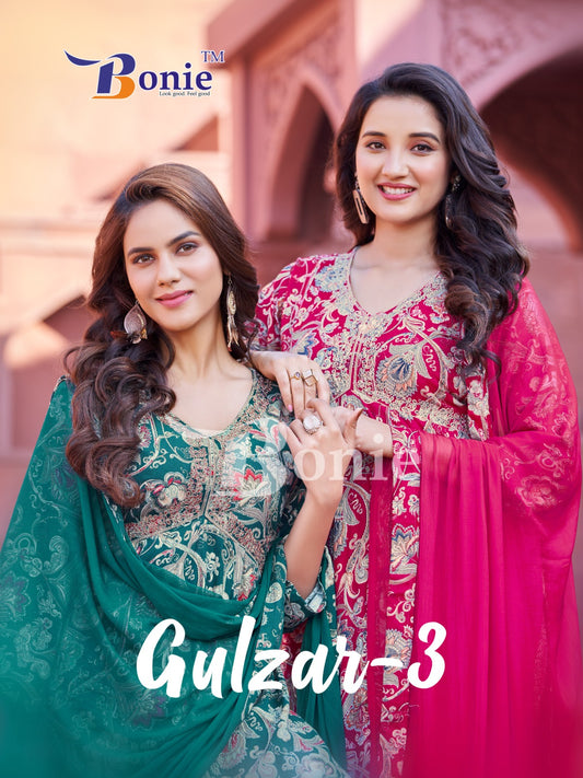 Gulzar Vol 3 Bonie Rayon Aaliya Cut Readymade Pant Style Suits