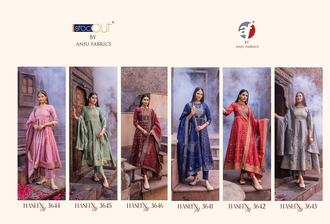 Haseen Pal Vol 9 Af Banarasi Silk Handwork Readymade Anarkali Suits