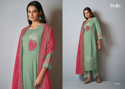 Ishwani Omtex Linen Cotton Handwork Pant Style Suits