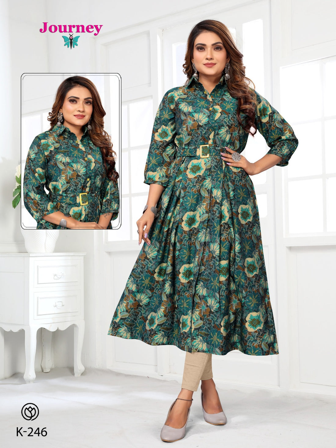 K 243 246 Journey Design Modal Chanderi  Anarkali Kurtis