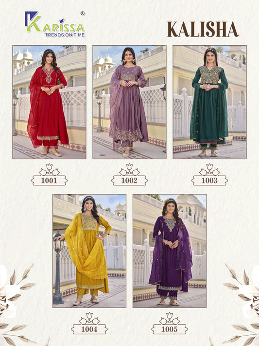 Kalisha Karissa Viscose Silk Handwork Readymade Pant Style Suits
