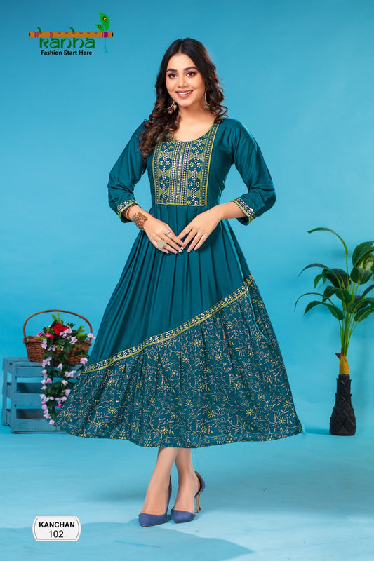 Kanchan Kanha Rayon  Anarkali Kurtis