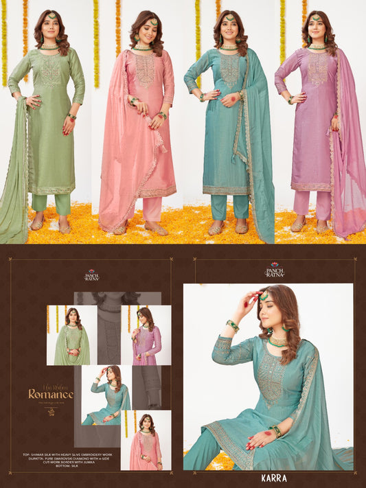 Karra Panch Ratna Simmer Embroidery Work Pant Style Suits