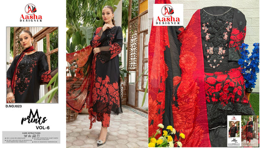 M Prints Vol 6 Aasha Designer Cotton Embroidery Work Pakistani Patch Work Suits