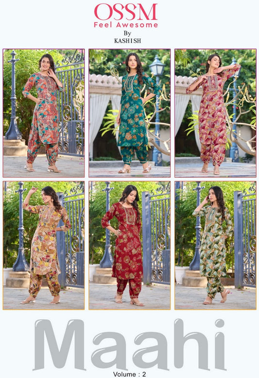 Maahi Vol 2 Afghani Ossm Rayon 16Kg Lace Work Kurti Bottom Set