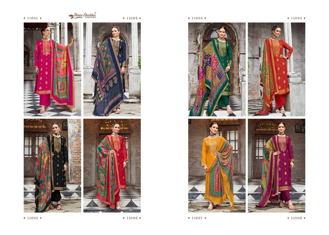 Mandakini Vol 12 Shree Shalika Fashion Dola Jacquard With Work Pant Style Suits