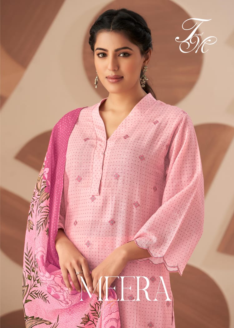 Meera Tm Viscose Embroidery Work Plazzo Style Suits