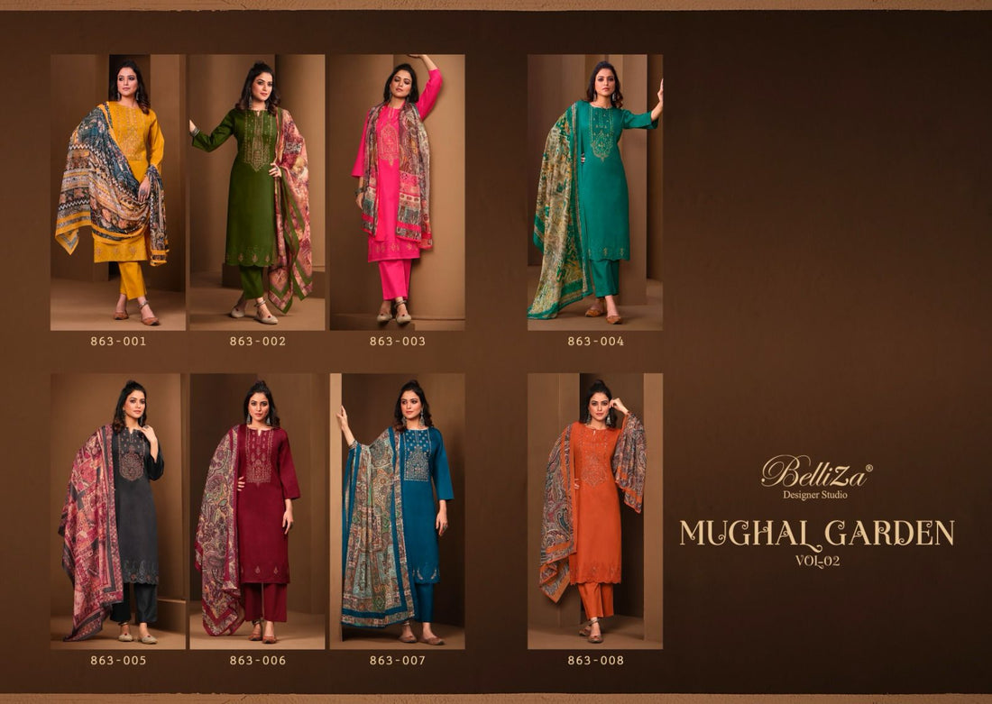 Mughal Garden Vol 2 Belliza Designer Studio Heavy Jaam Boring Work Pant Style Suits