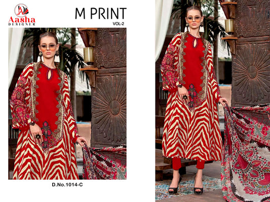 New M Print Vol 2 1014 Aasha Designer Cotton Embroidery Pakistani Patch Work Suits