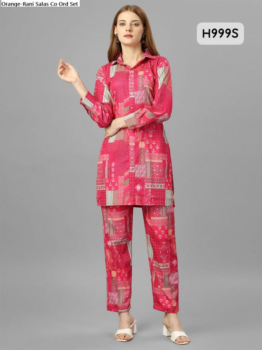 Orange-Rani Salas Muslin Digital Print Co Ord Set