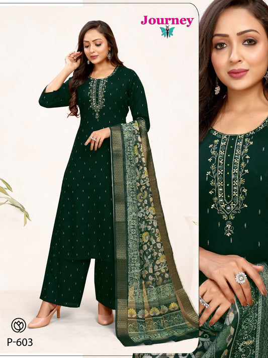 P 602 603 Journey Design Dobby  Readymade Plazzo Style Suits