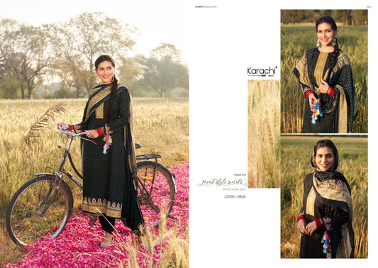 Pind Patiyala Karachi Prints Lawn Cotton Aari Work Pant Style Suits