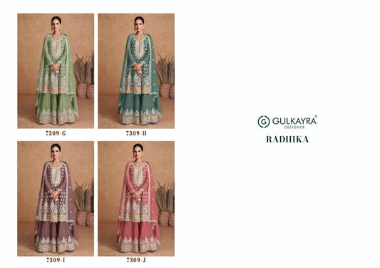 Radhika Gulkayra Designer Chinon With Work Readymade Plazzo Style Suits