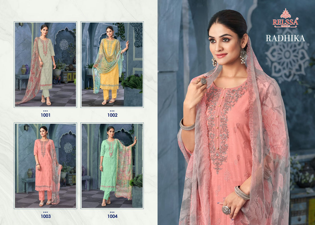 Radhika Relssa Fabrics Pant Style Suits
