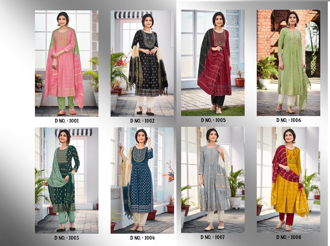 Rangmanch Vol 2 Rangjyot Rayon 14Kg Handwork Readymade Pant Style Suits