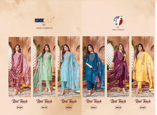Real Touch Vol 3 Af Viscose Handwork Readymade Pant Style Suits