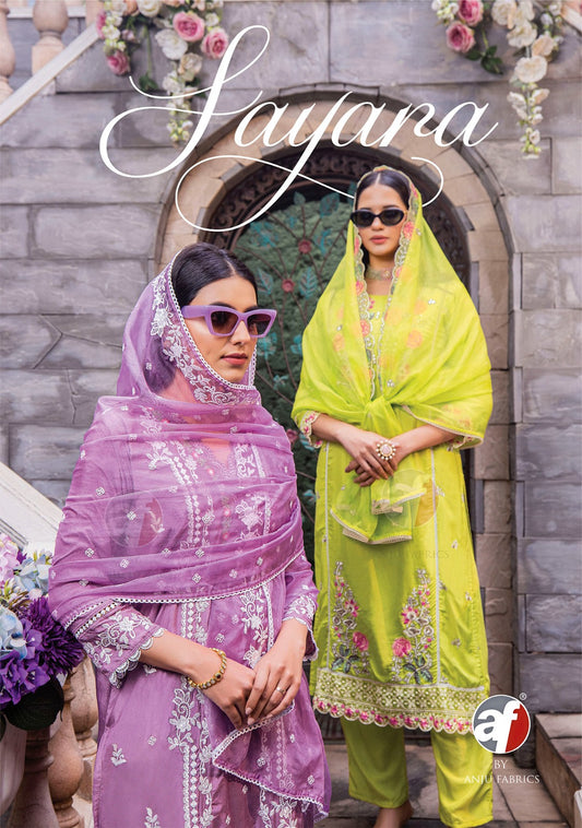 Sayara Af Muslin Embroidery Readymade Pant Style Suits