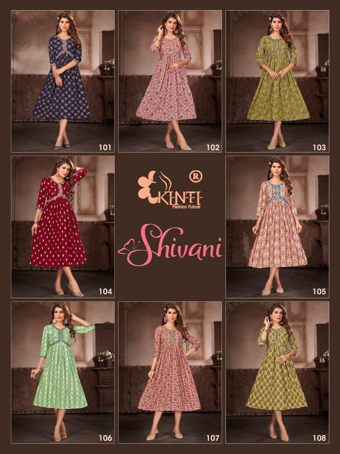 Shivani Kinti Reyon Sequence Work Anarkali Kurtis