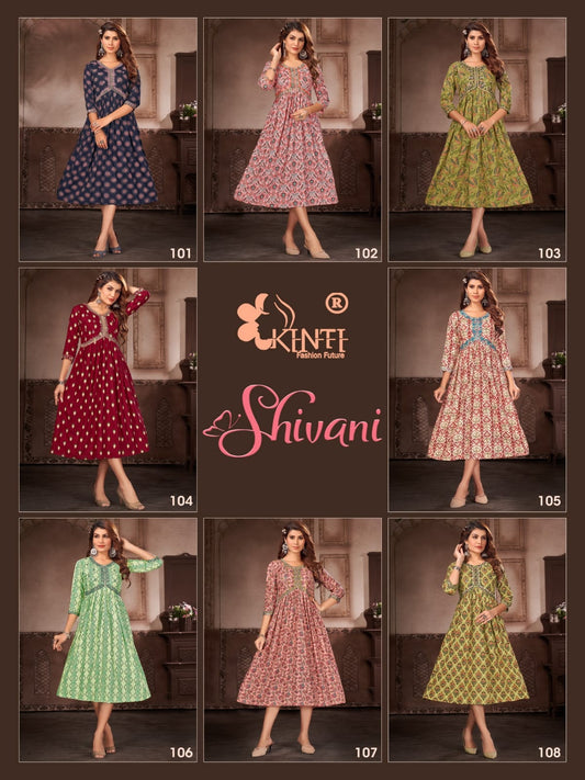 Shivani Kinti Reyon Sequence Work Anarkali Kurtis