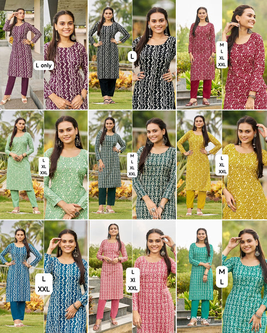 Sibori Vol 1 Bluehills Rayon 14Kg Handwork Kurti Pant Set