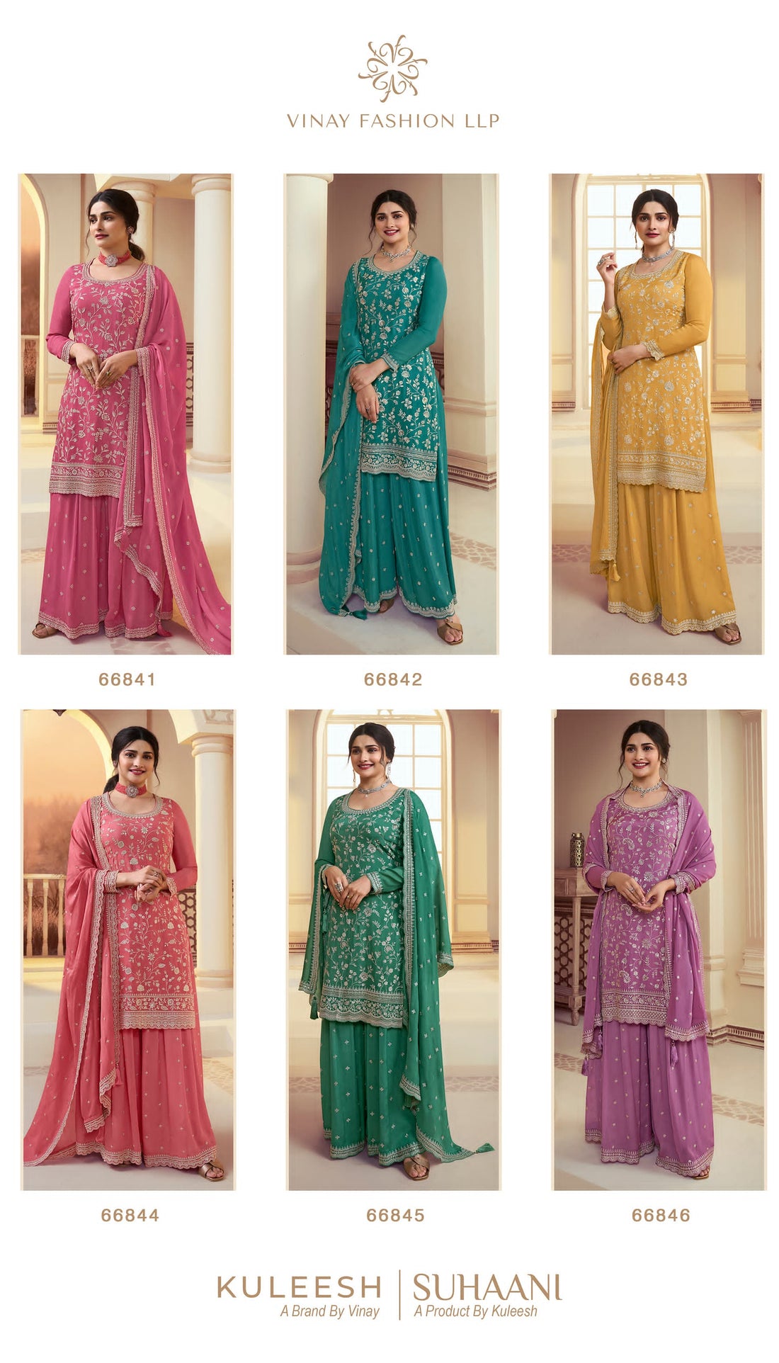 Suhaani Kuleesh Vinay Fashion Llp Chinon Embroidery Work Plazzo Style Suits