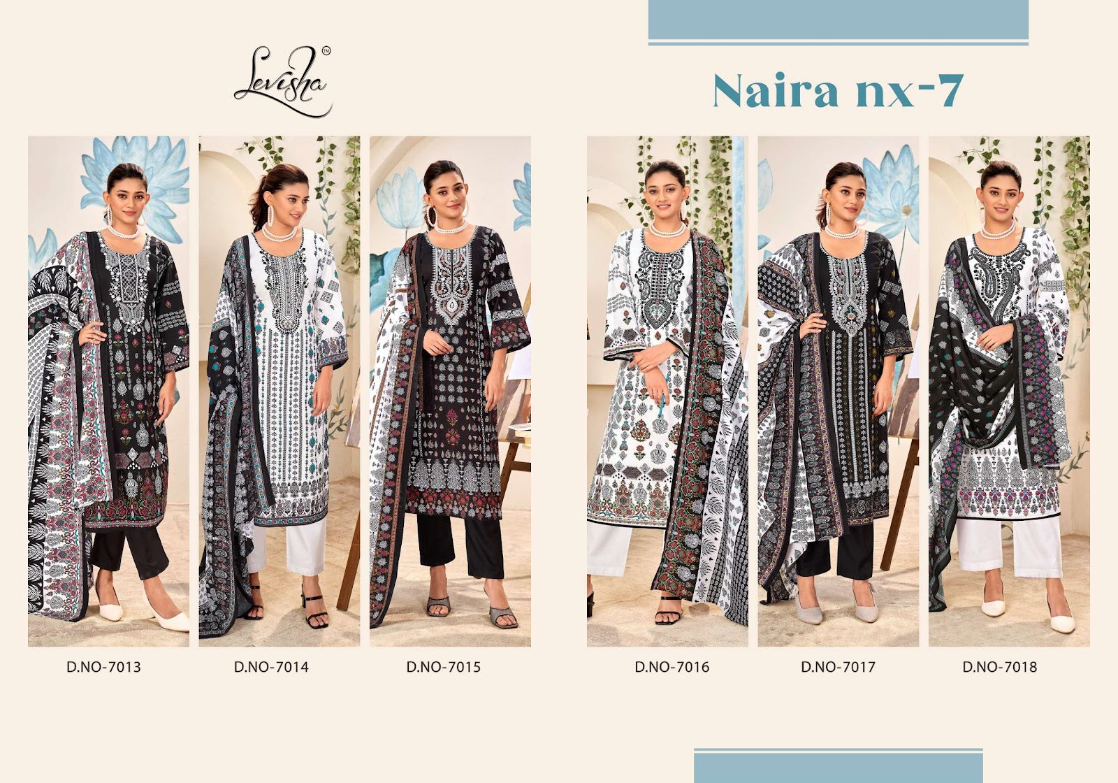 Naira Nx Vol 7 Levisha Cambric Cotton Karachi Salwar Suits Manufacturer Ahmedabad