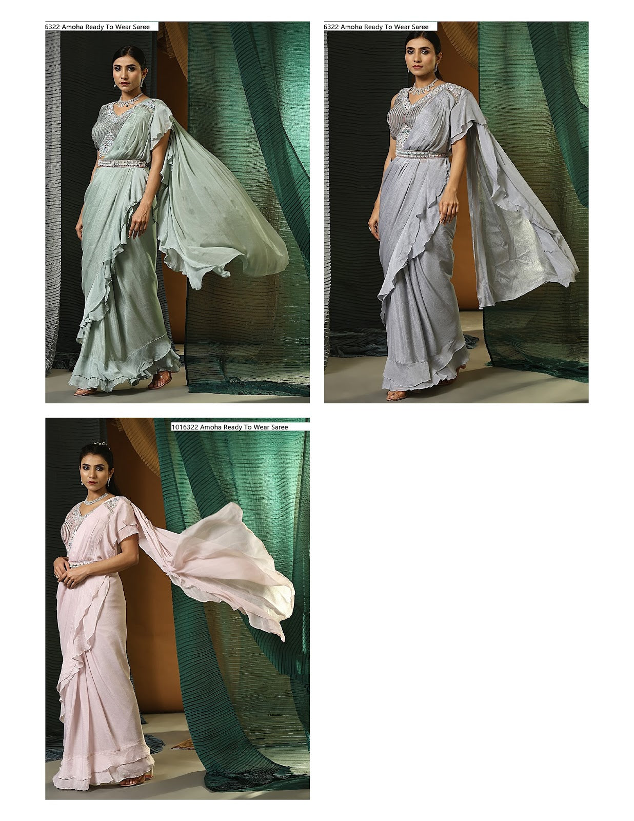 1016322 Amoha Chinon Ready To Wear Saree Supplier