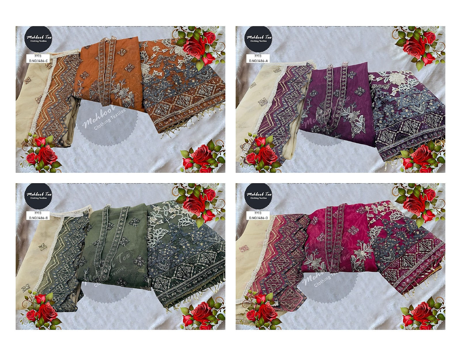 1486 Abcd Mehboob Tex Organza Pakistani Salwar Suits Manufacturer Gujarat