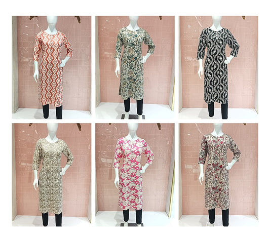 Design 080125 Ffi Rayon Plus Size Kurtis Exporter India
