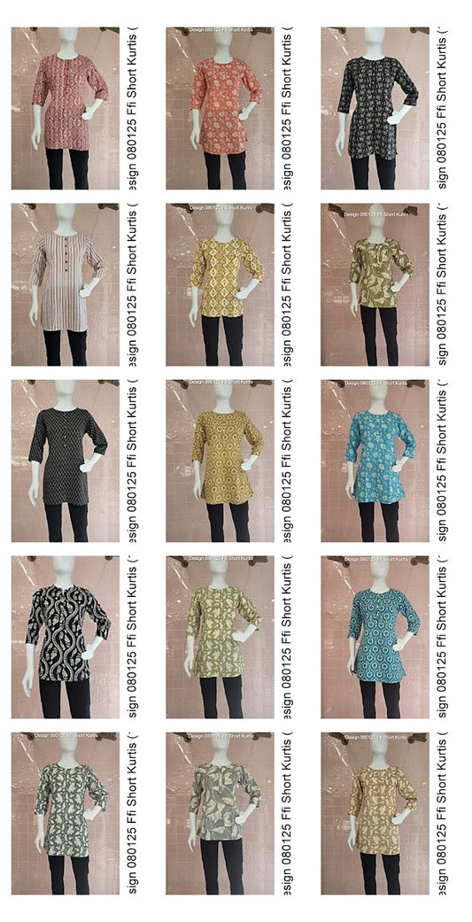 Design 080125 Ffi Rayon Short Kurtis Wholesaler Ahmedabad