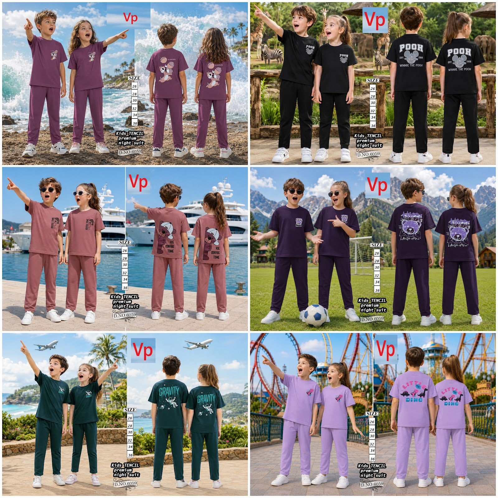 0108 Dno 6059 Tencil Vp Unisex Kids Co Ord Set Wholesale